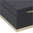 Zynova Square Gold Accented Box Set - Black Faux Shagreen - Gold Metal Base -