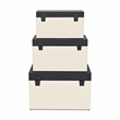 Ellaran Set of 3 Black Shagreen and Cream Wicker Pattern Trunks