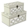 Tessera Set of 2 Distressed Mirrored Wood Boxes - Off White