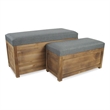 Ambrose Set of 2 Cushioned Wood Storage Benches