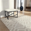 Trion Abstract Black Bench with White Boucle Upholstery