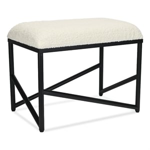 Trion Abstract Black Bench with White Boucle Upholstery