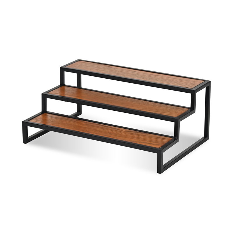Brio Wood and Metal Framed Tiered Table Shelf