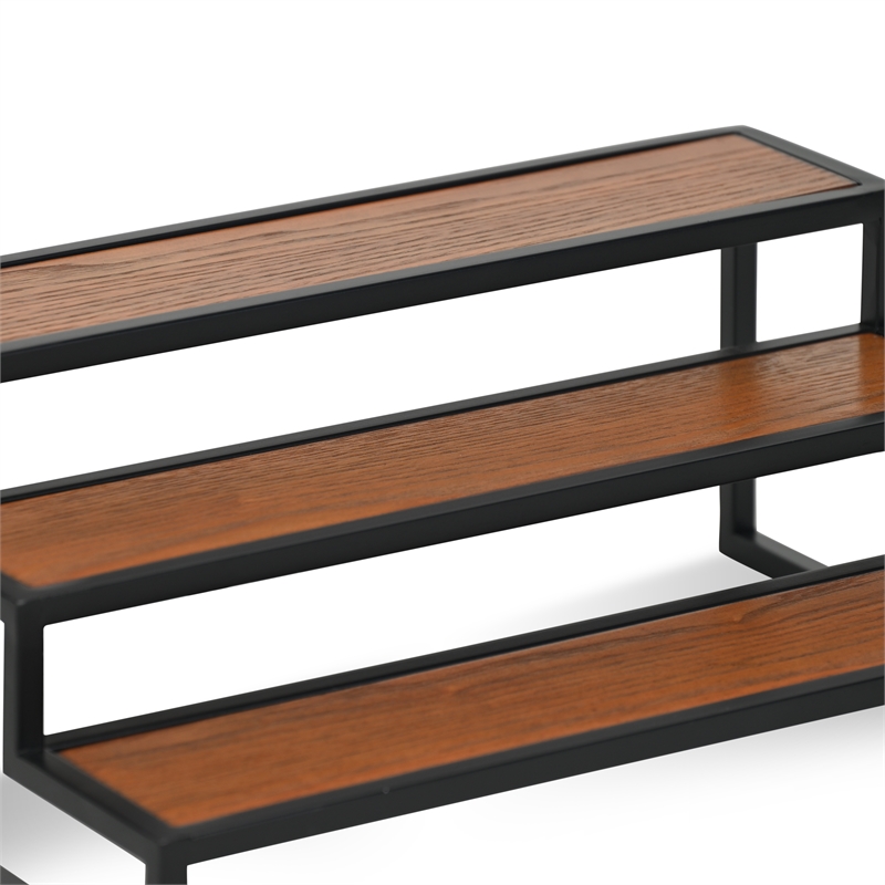 Brio Wood and Metal Framed Tiered Table Shelf