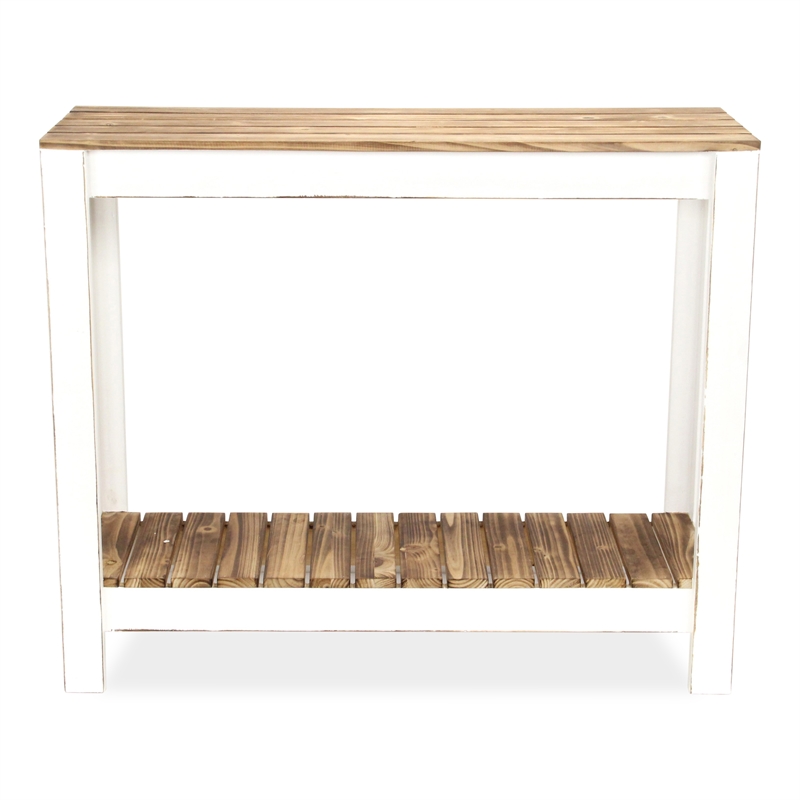 Cedarfield Brown & White Wooden Entry Table - Modern Farmhouse -