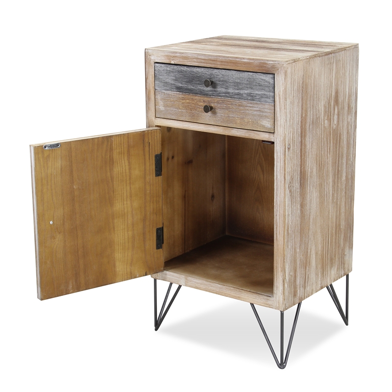Caelu Wood Urban Toned Panel Styled Side Table