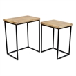 Elora Modern Set of 2 Rect. Wood & Metal Side Tables
