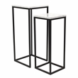 Sarrasseau Set of 2 White Marble Square Side Tables