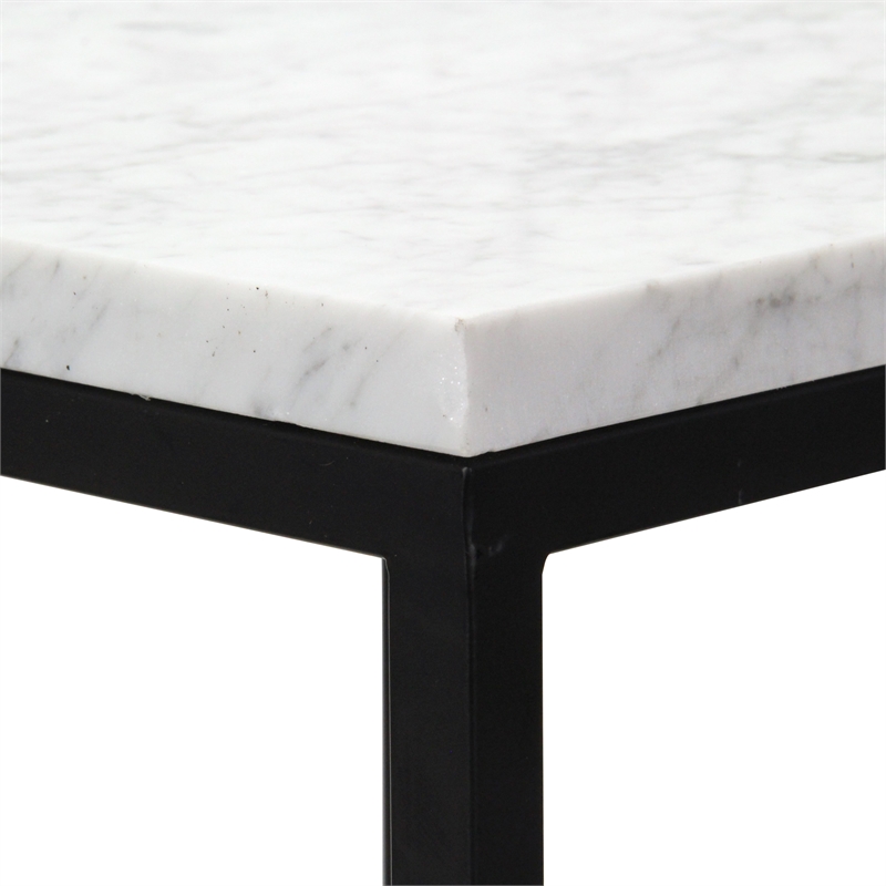 Sarrasseau Set of 2 White Marble Square Side Tables