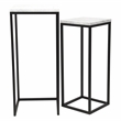 Sarrasseau Set of 2 White Marble Square Side Tables