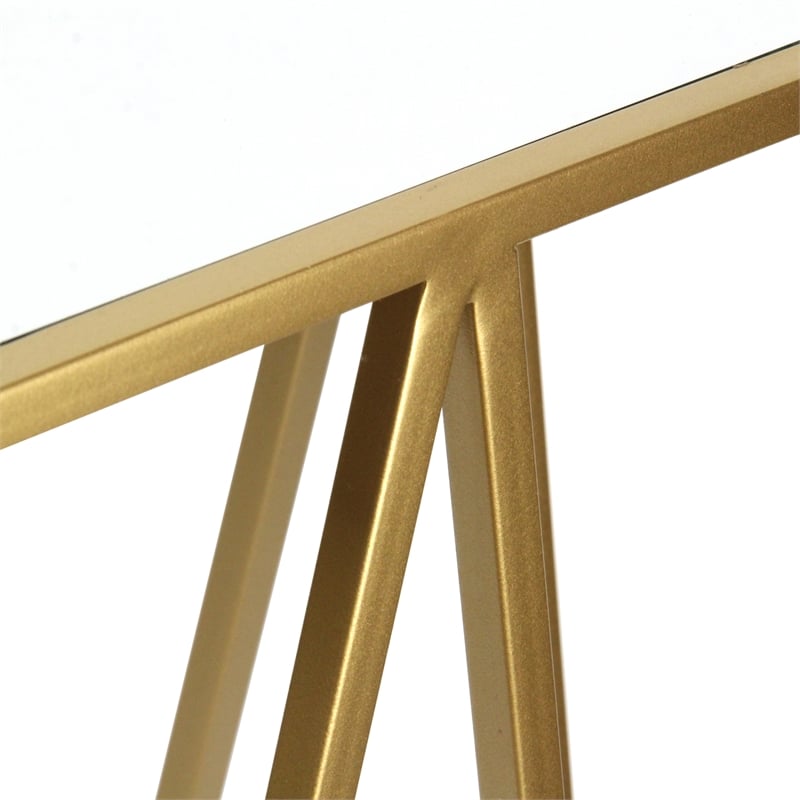 Aeriva Set of 2 Square Metal Modern Tables - Mirror Top - Gold