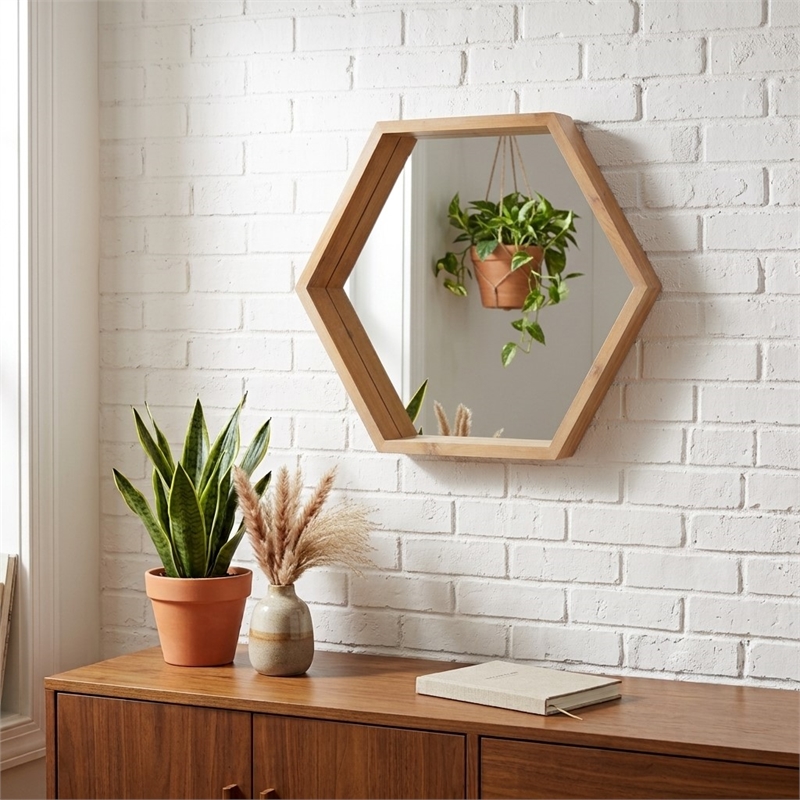 Althea Hexagonal Wooden Wall Mirror