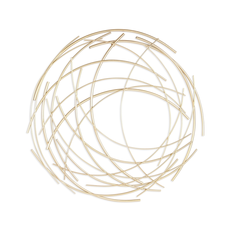 Denine Large Abstract Round Wall Art - Gold
