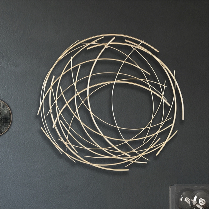 Denine Large Abstract Round Wall Art - Gold