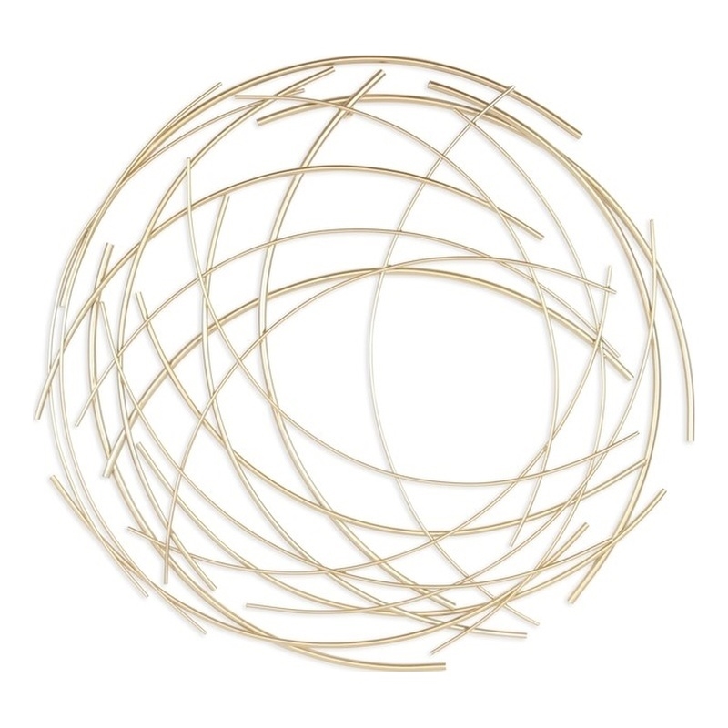 Denine Large Abstract Round Wall Art - Gold