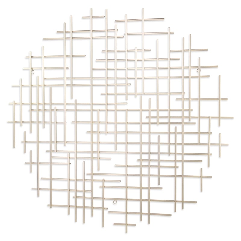 Iquara Large Round Metal Wall Art - Silver