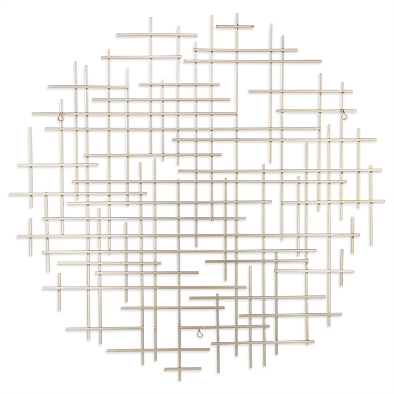 Iquara Large Round Metal Wall Art - Silver