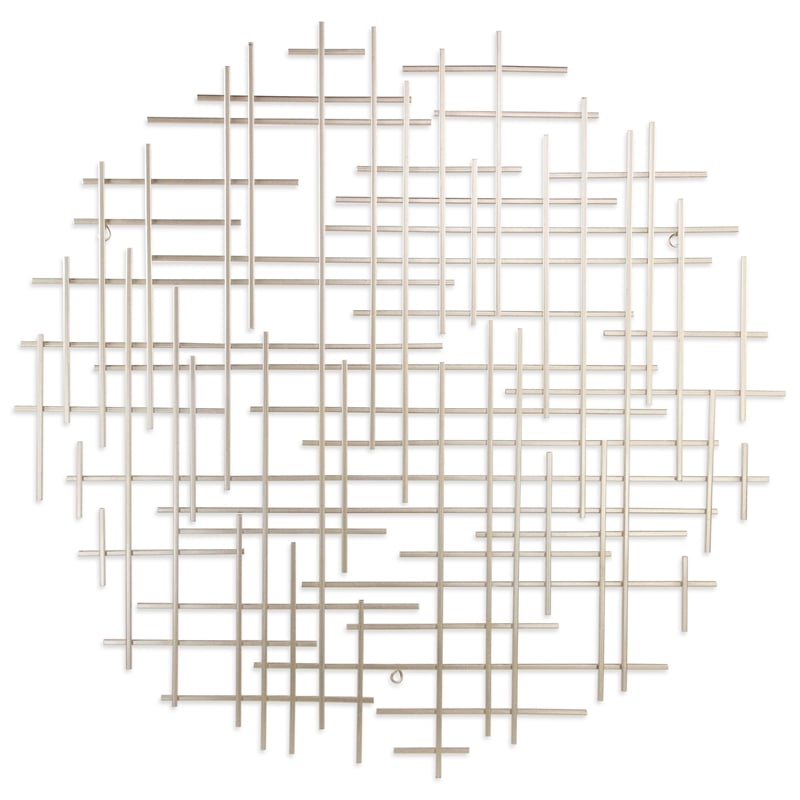 Iquara Large Round Metal Wall Art - Silver
