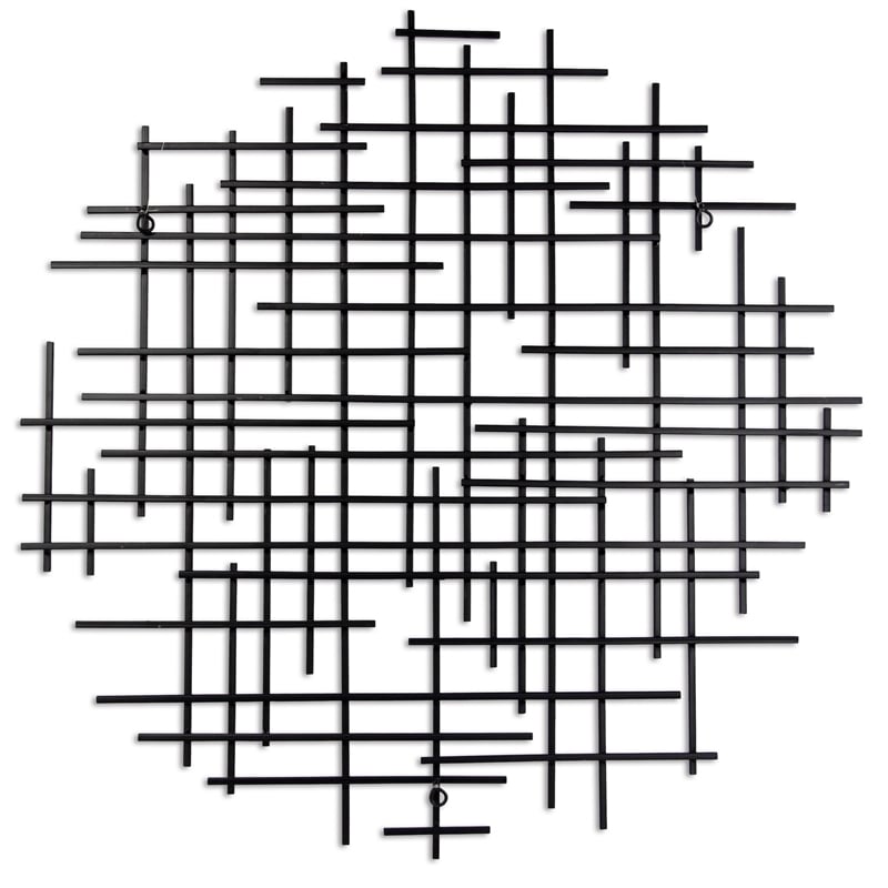 Iquara Small Round Metal Wall Art - Black