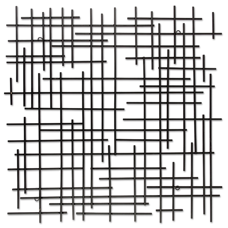 Iquara Small Square Metal Wall Art - Black