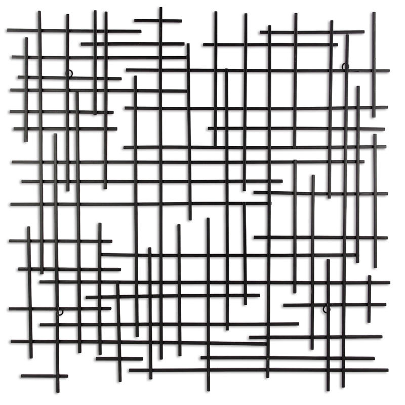 Iquara Small Square Metal Wall Art - Black