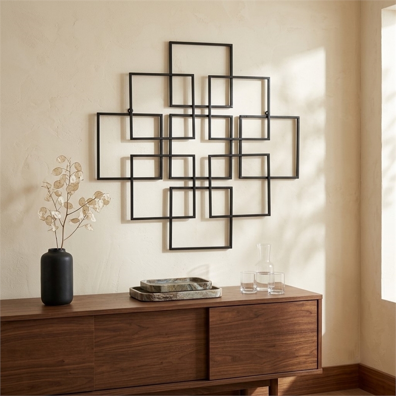 Richese Black Repeating Square Metal Wall Decor - Large