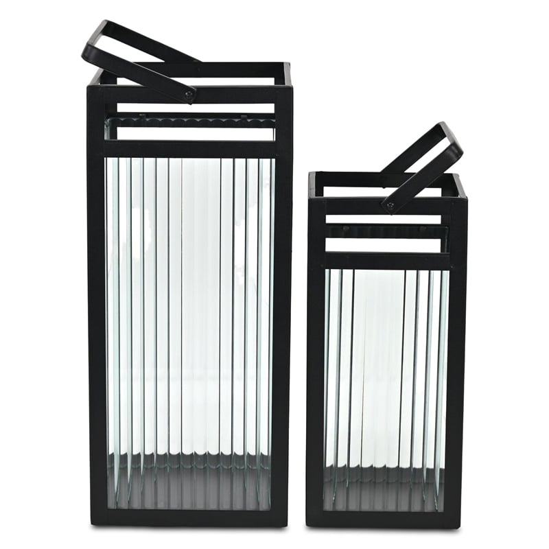 Drusilla Set of 2 Fluted Glass Lanterns - 16