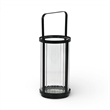 Vortial Fluted Glass Candle Lantern with Black Metal Frame - Large