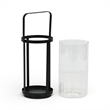 Vortial Fluted Glass Candle Lantern with Black Metal Frame - Large