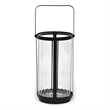 Vortial Fluted Glass Candle Lantern with Black Metal Frame - Large