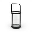 Vortial Fluted Glass Candle Lantern with Black Metal Frame - Medium