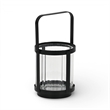 Vortial Fluted Glass Candle Lantern with Black Metal Frame - Small