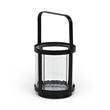 Vortial Fluted Glass Candle Lantern with Black Metal Frame - Small