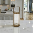 Vortial Fluted Glass Candle Lantern with Gold Metal Frame - Large