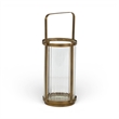 Vortial Fluted Glass Candle Lantern with Gold Metal Frame - Large