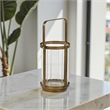 Vortial Fluted Glass Candle Lantern with Gold Metal Frame - Medium