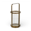 Vortial Fluted Glass Candle Lantern with Gold Metal Frame - Medium