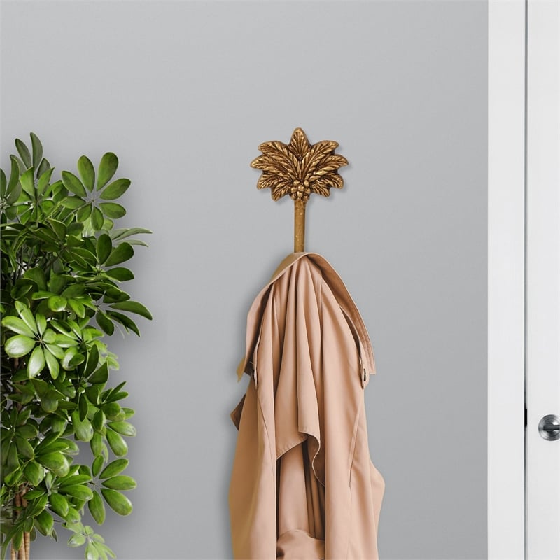 Theira Palm Tree Themed Gold Cast Iron Wall Hook