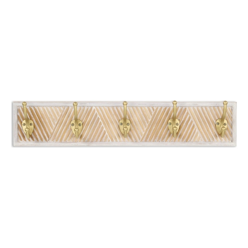 Zephyra Modern Cottage 5 Gold Hook Coat Rack