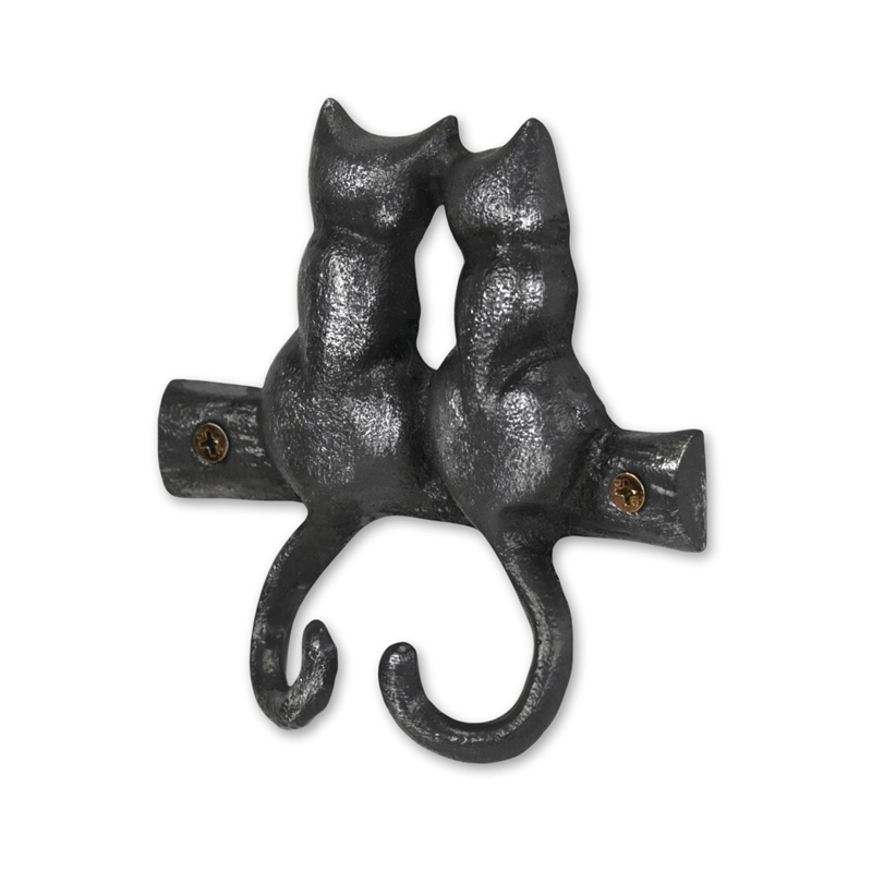 Pecara Cat Pairing Romantic Cast Iron Wall Hook - Black