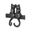 Pecara Cat Pairing Romantic Cast Iron Wall Hook - Black