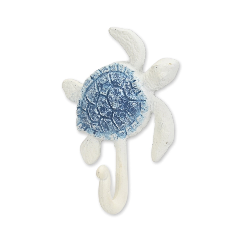 Solva Blue & White Turtle Cast Iron Wall Hook