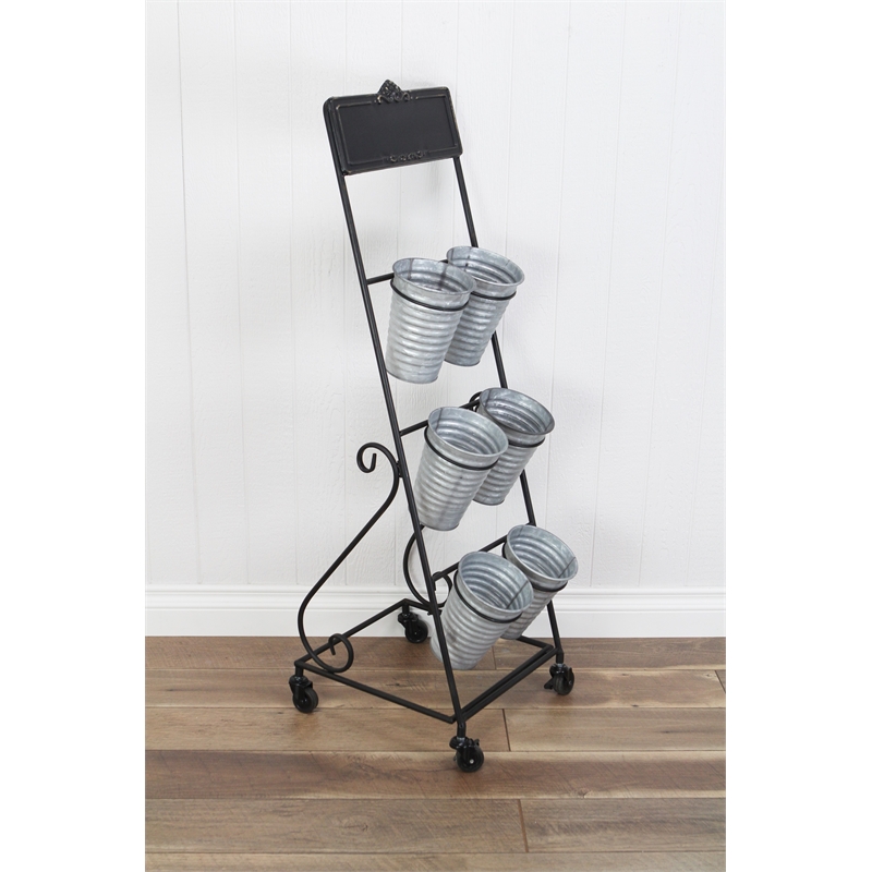 Kalila 6 Pot Metal Rolling Cart - Chalkboard