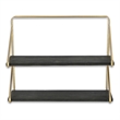 Nicasia 2 Tier Brown & Gold Wood Wall Shelf