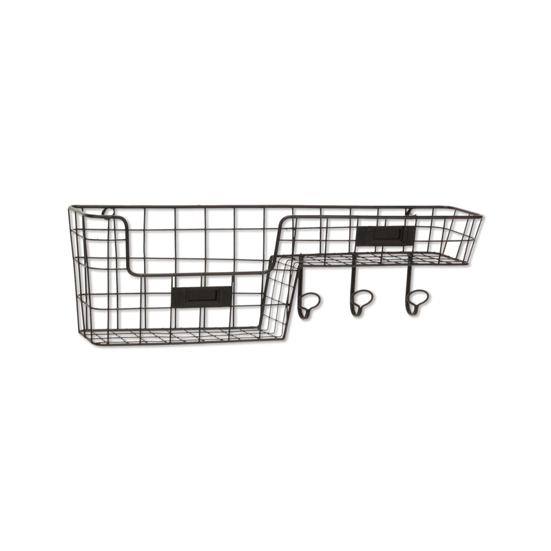 Syntra Black Metal Wall Hook & Shelf Organizer