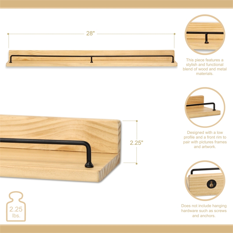 Aldervale Wood & Metal Floating Display Shelf