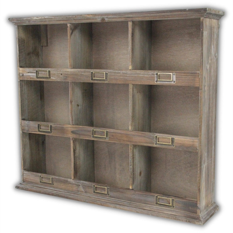 Dael Wooden 9 Cubby Wall Shelf - Brown