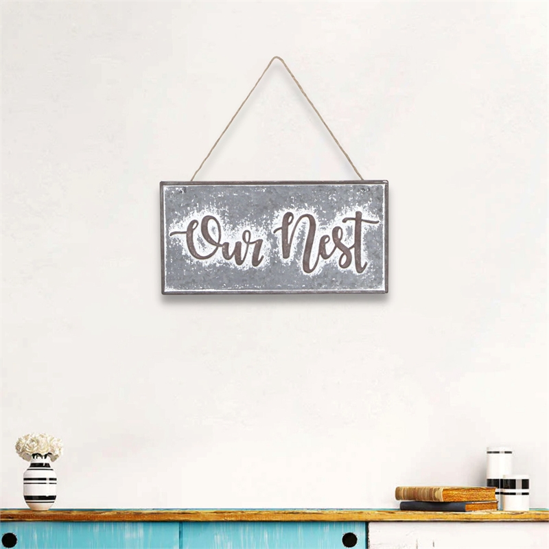 Eulalia Metal Rustic Hanging Wall Sign - 