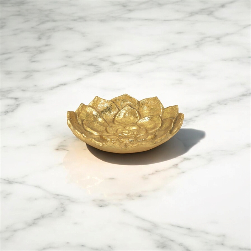 Ellis Cast Iron Gold Finish Table Decor - Lotus - Large