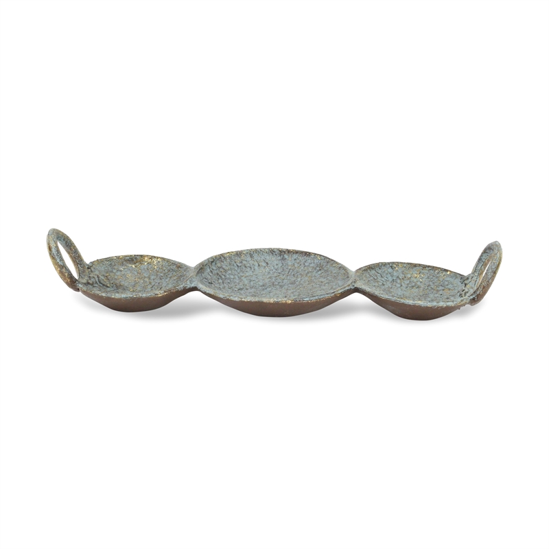 Arlo Cast Iron Brushed Gold-Blue Catchall Dish